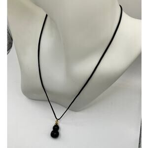 Black Beaded Pomegranate on Vine Shaped Pendant 18" Necklace!